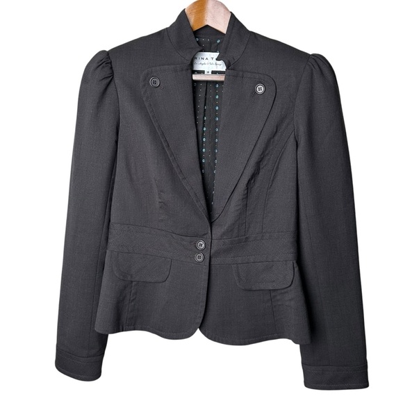 Trina Turk Size 6 Blazer Charcoal Gray Wool Blend Business Casual Feminine Soft - Picture 1 of 15